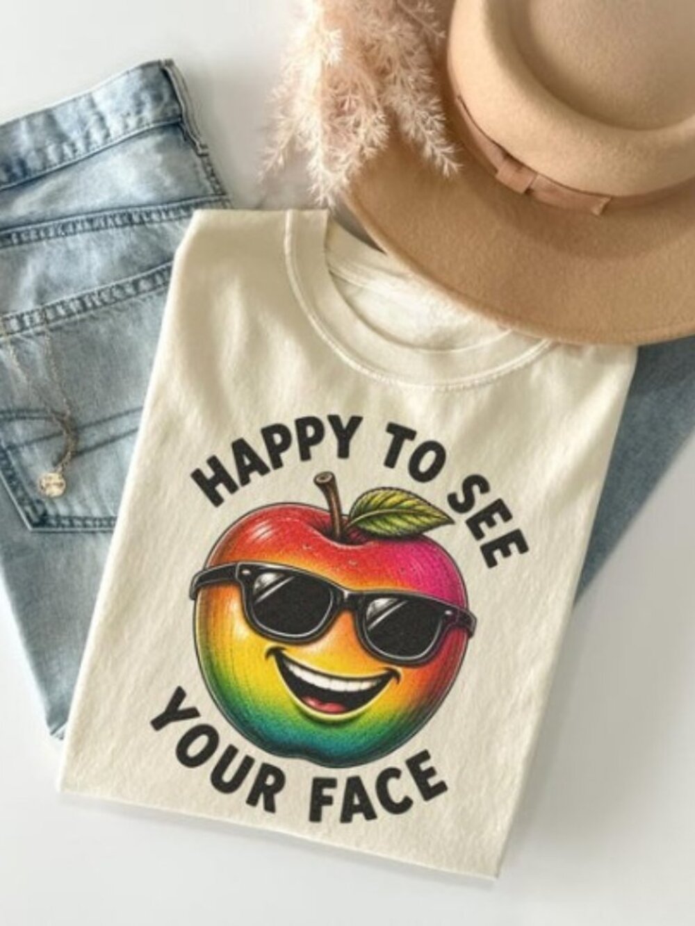 Happy to See Your Face Shirt, Apple Back to School Mens Womens Teacher Shirt